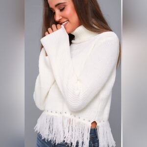Nwt, Lulu's Cream Freethinker  Sweater with Fringe.